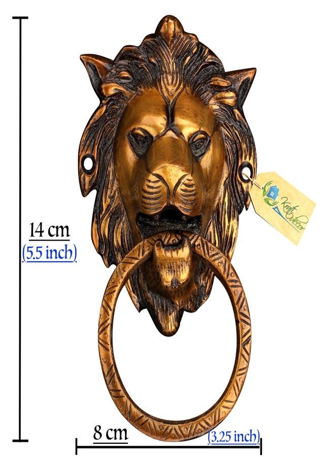 Kratidecor Lion Face Designer Ring Brass Door Knocker (Copper Antique) - Image 2